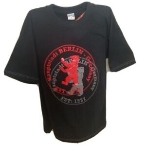 Berlin Hauptstadt Germany XL Men's Black Red Gray  Graphic T-shirt Short Sleeve